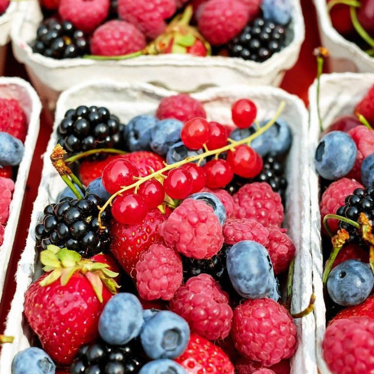 berries, fruits, raspberries